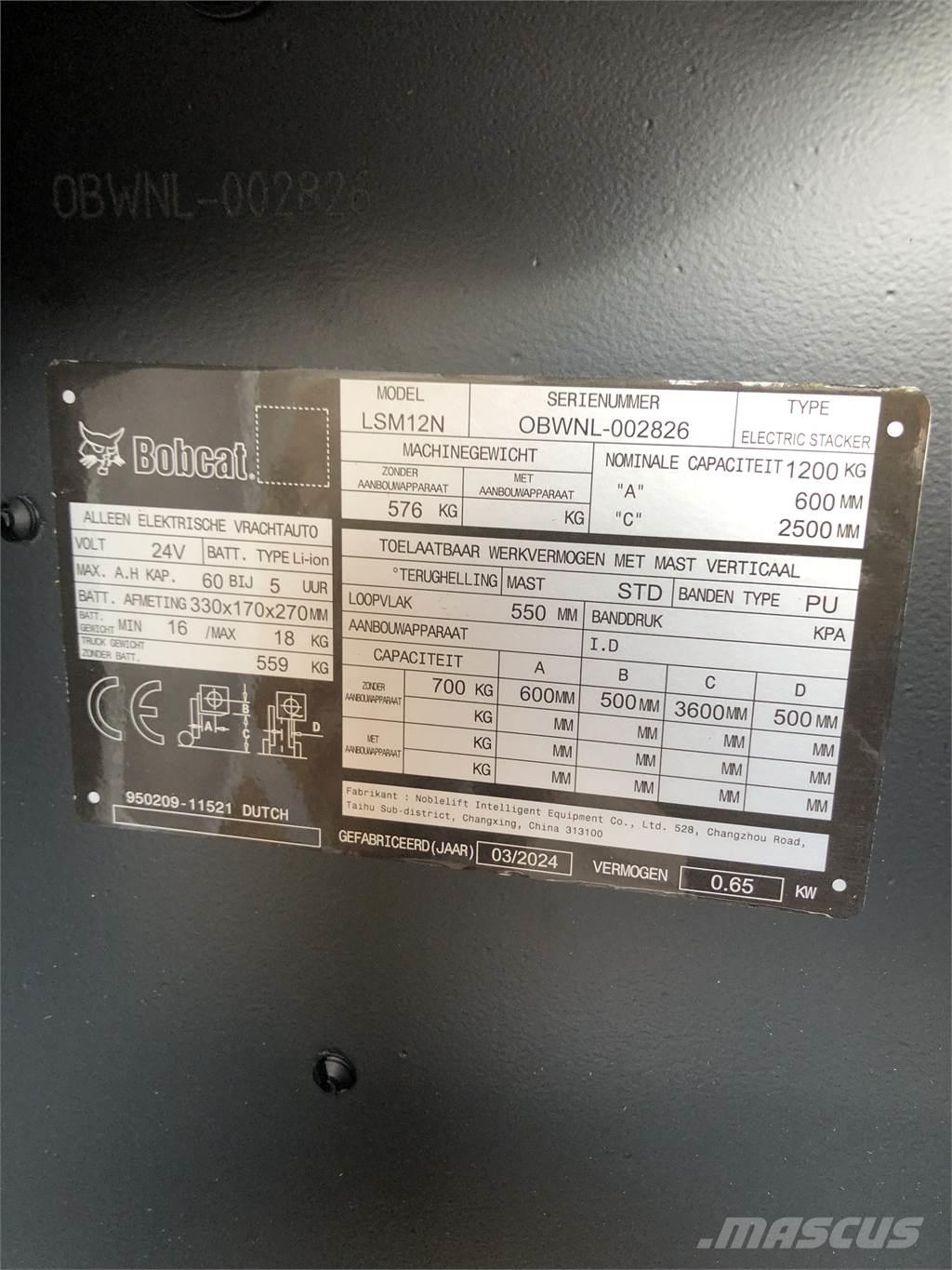 Bobcat LSM12N Transpallet uomo a terra