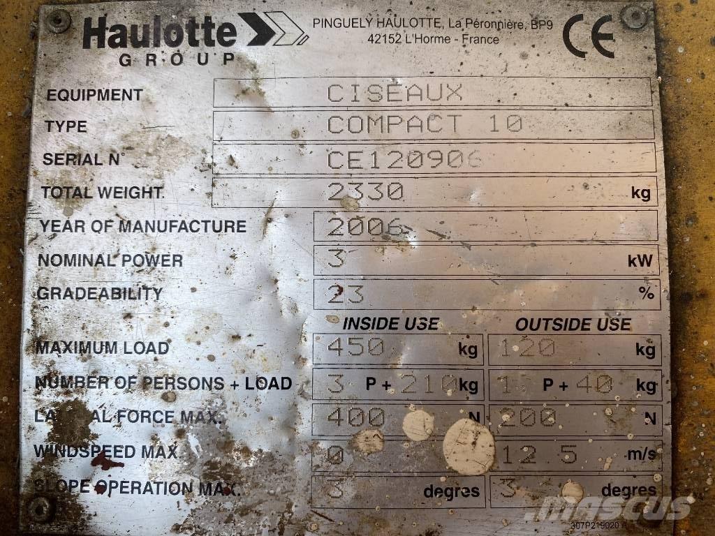 Haulotte Compact 10 Piattaforme a pantografo