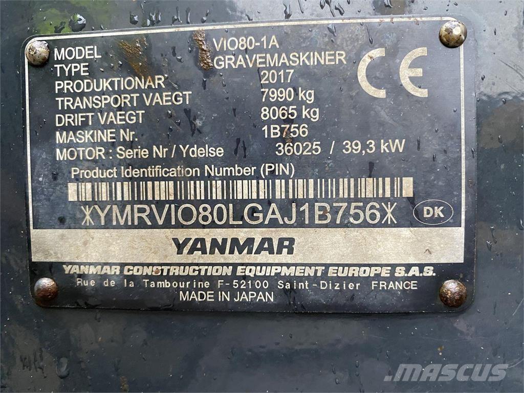 Yanmar VIO80-1A Escavatori gommati