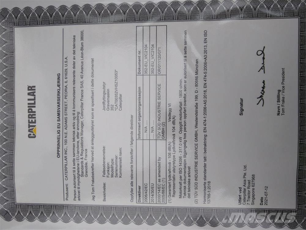 CAT 352 Escavatori cingolati