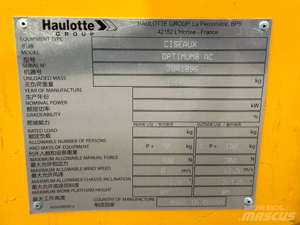 Haulotte OPTIMUM 8 Piattaforme a pantografo