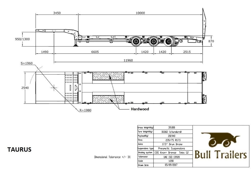 Bull Trailers Taurus Semirimorchio a pianale