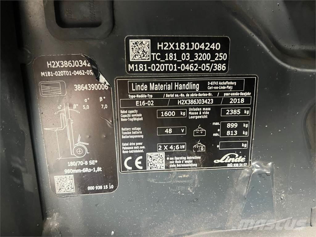 Linde E16 Carrelli elevatori elettrici