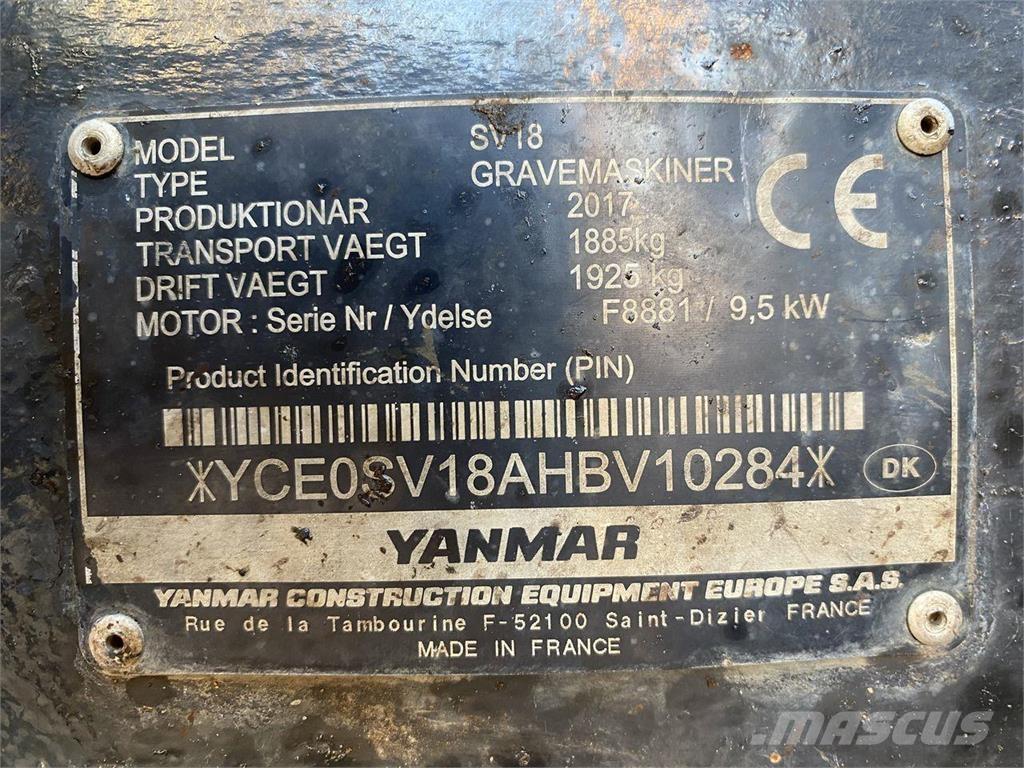 Yanmar SV18 Escavatori gommati