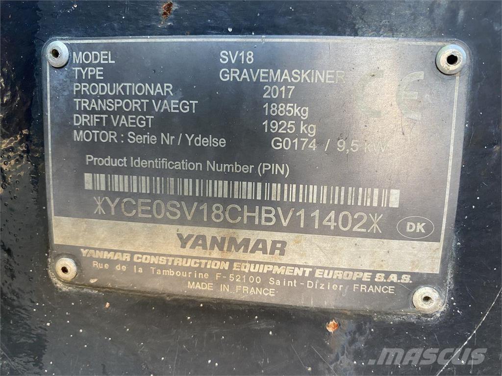 Yanmar SV18 Escavatori gommati