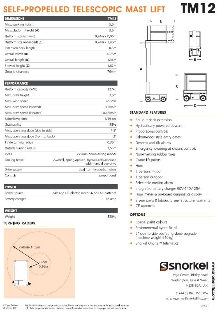 Snorkel TM 12 Sollevatori verticali