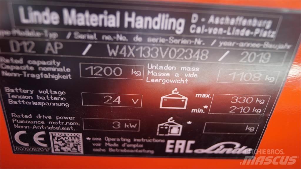 Linde D12AP Transpallet uomo a terra