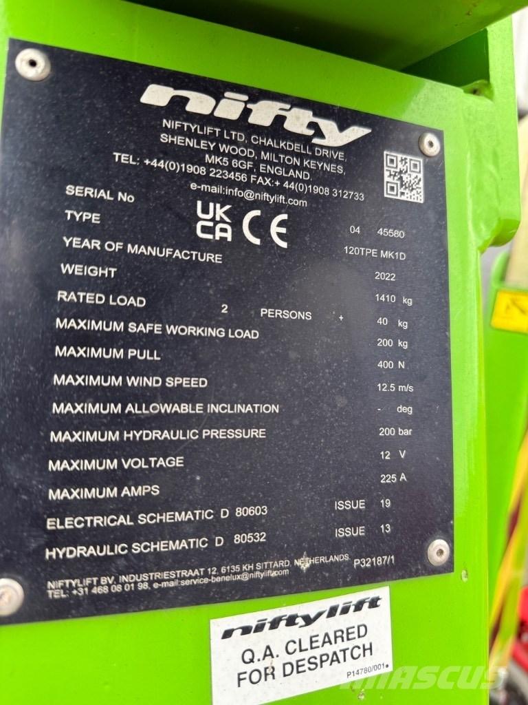 Niftylift 120TPE Piattaforme aeree su rimorchio
