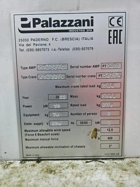 Palazzani XTJ 32C Piattaforme cingolate, Piattaforme a ragno e Montacarichi