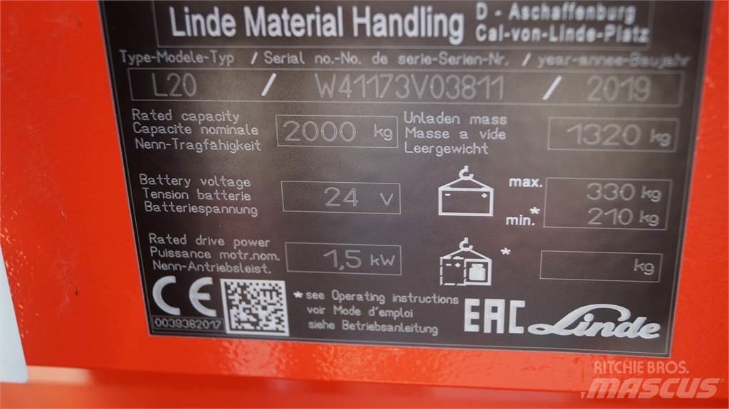 Linde L20i Transpallet uomo a terra