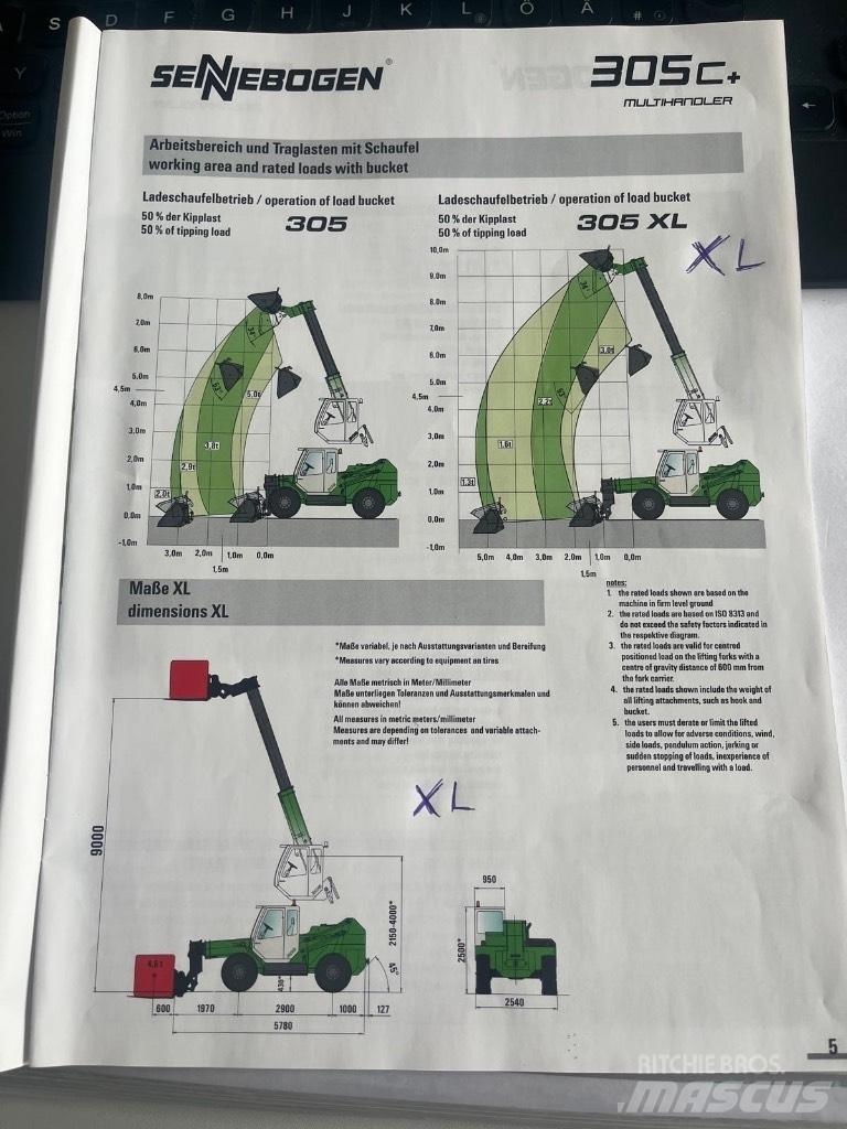 Sennebogen 305 XL Pale gommate telescopiche