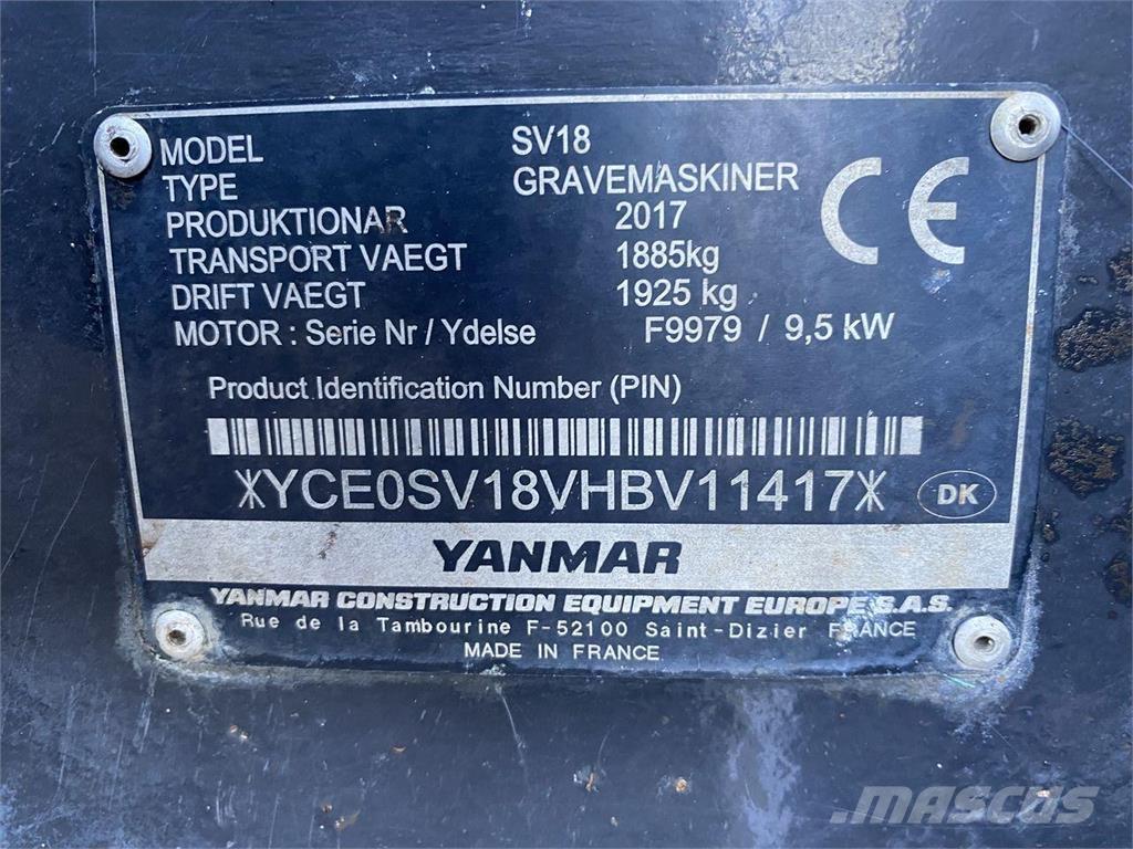 Yanmar SV18 Escavatori gommati