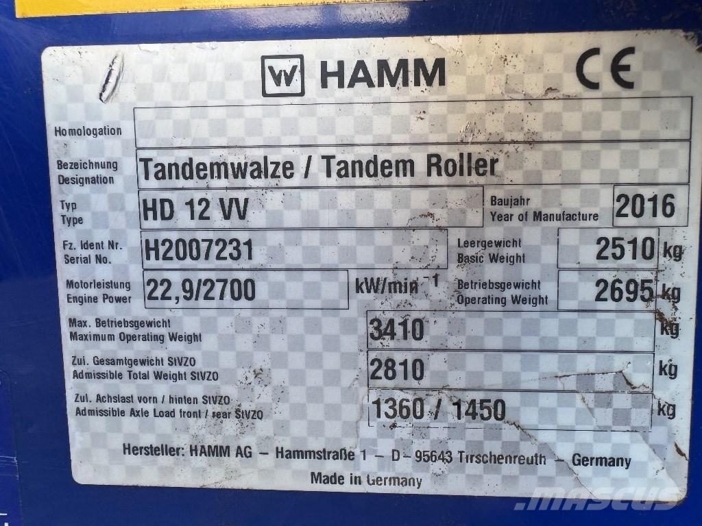 Hamm HD 12 VV Rulli a doppio tamburo