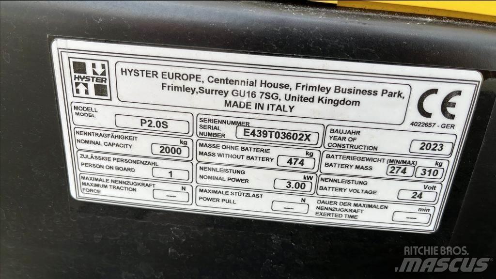 Hyster P 2.0 S Transpallet manuale