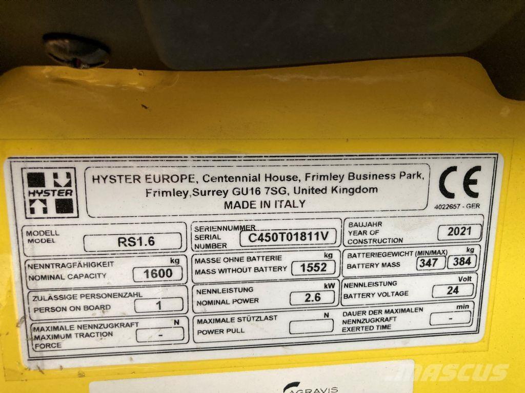 Hyster RS 1.6 IL Carelli stoccatori  automatici-usati