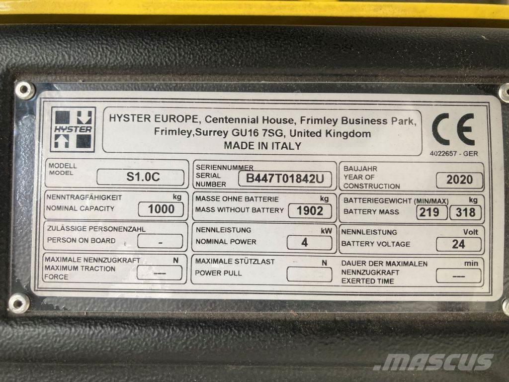 Hyster S 1.0 C Transpallet uomo a terra