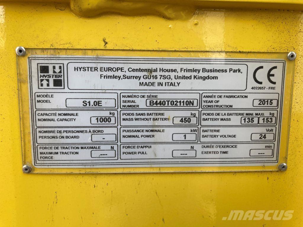 Hyster S 1.0E Transpallet uomo a terra