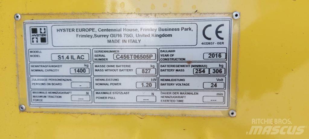 Hyster S 1.4 IL Transpallet uomo a terra