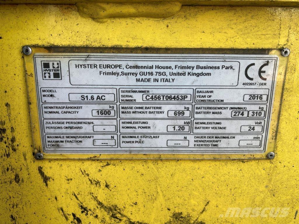Hyster S 1.6 AC Transpallet uomo a terra