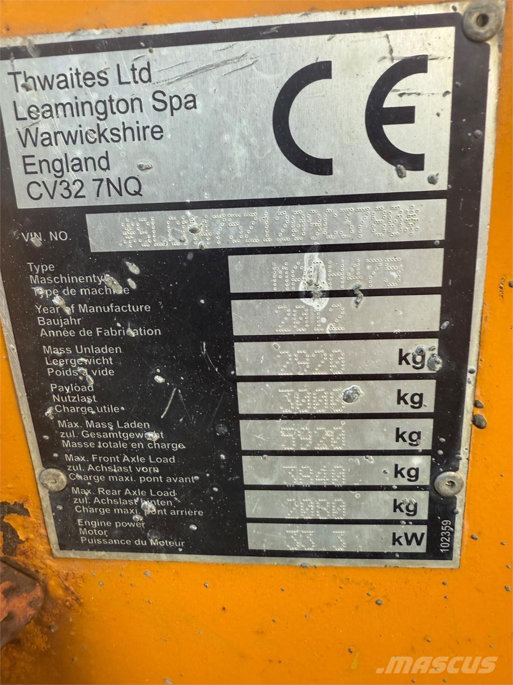 Thwaites 3 tons Mini dumper