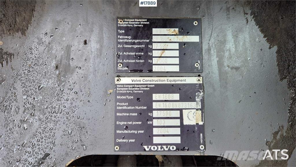 Volvo EW160B Escavatori gommati