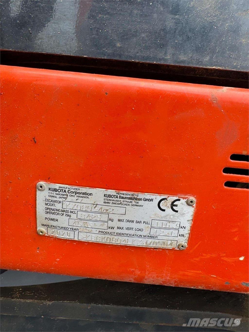 Kubota KX080-4a2 Escavatori cingolati