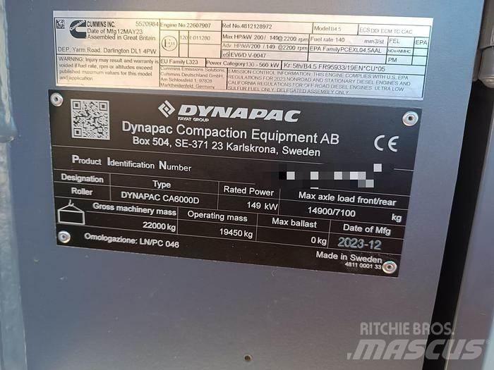 Dynapac CA6000D Rulli trainati vibranti
