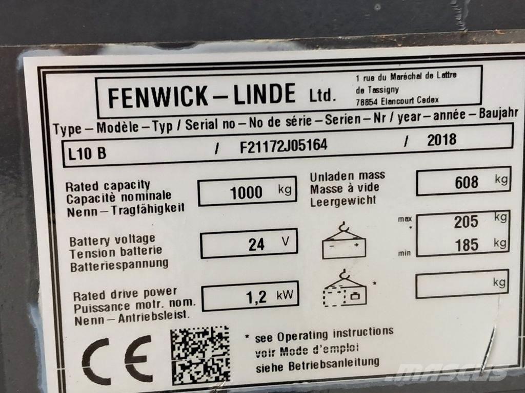 Linde L10B Transpallet uomo a terra