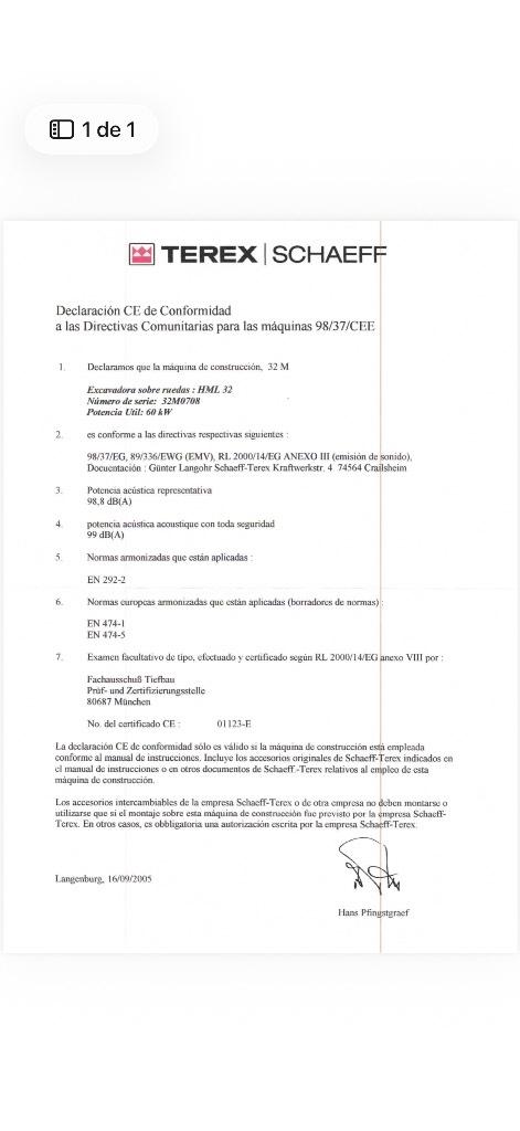 Terex HML 32 Escavatori gommati