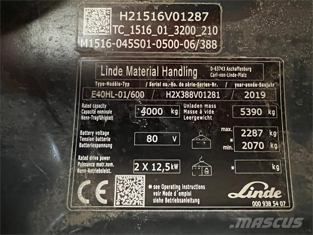 Linde E 40/600 HL Carrelli elevatori elettrici