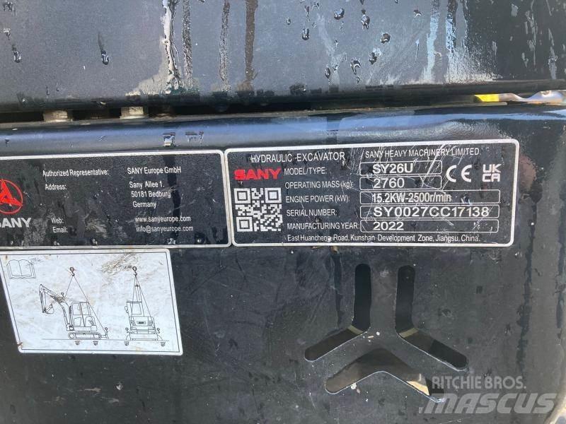 Sany SY26U Miniescavatori