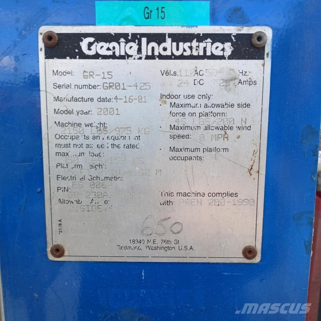 Genie GR 15 Altre piattaforme monobraccio