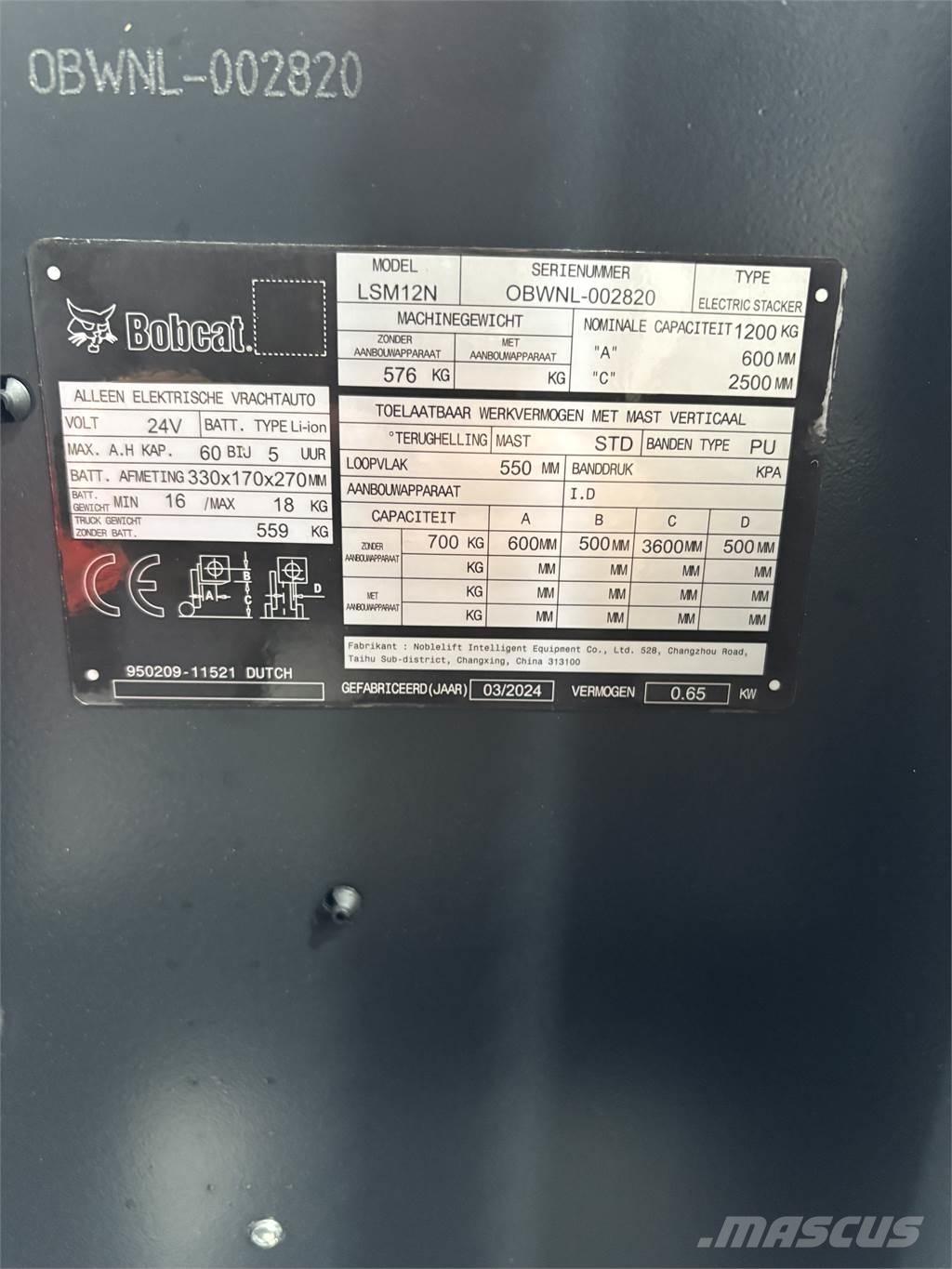 Bobcat LSM12N Transpallet uomo a terra