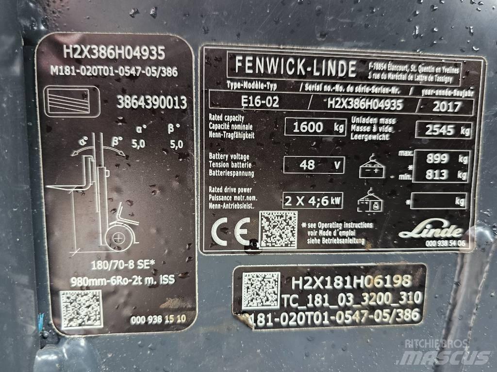 Linde E16 -02 Carrelli elevatori elettrici