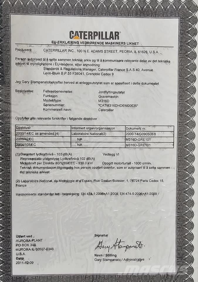 CAT M 316 D Escavatori gommati