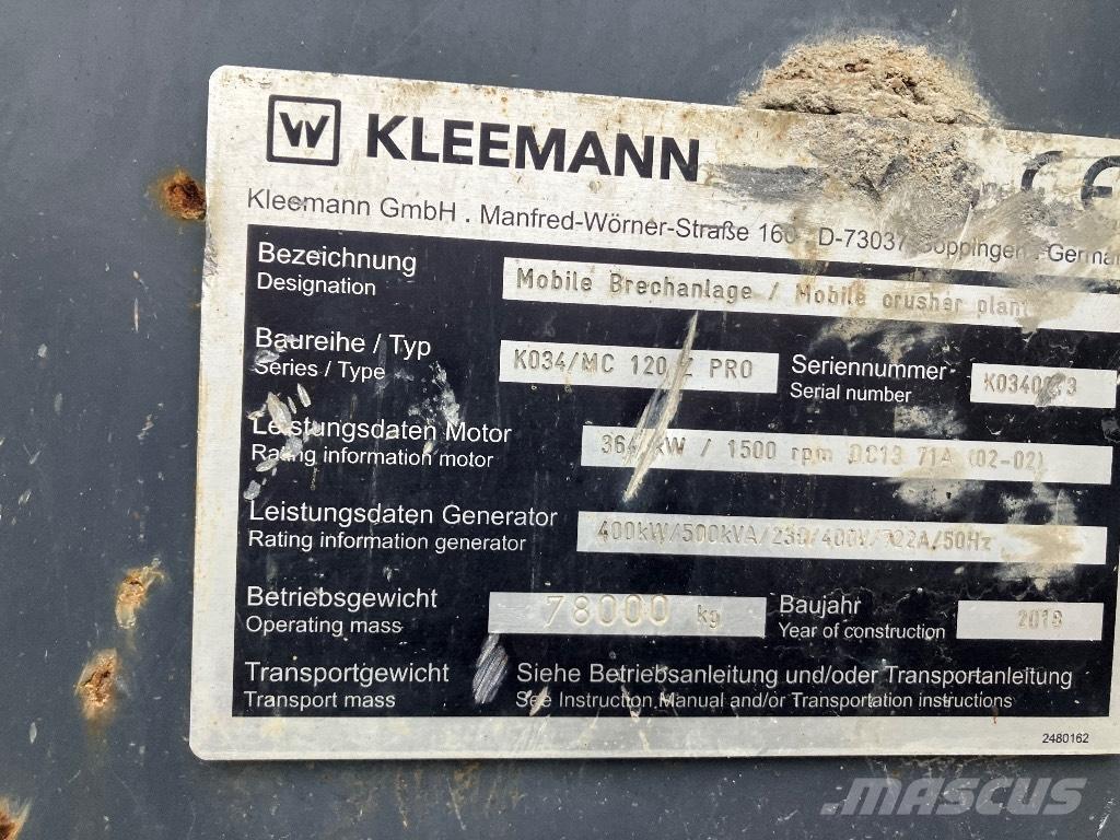 Kleemann MC 120 Z Frantoi mobili