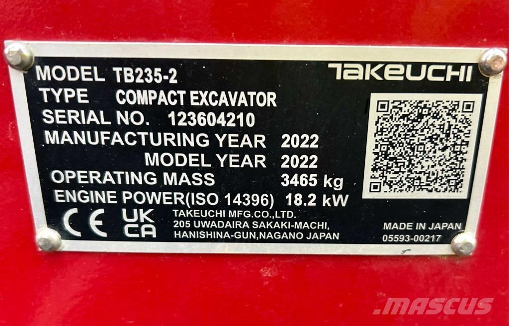 Takeuchi TB 235-2 V3 Miniescavatori