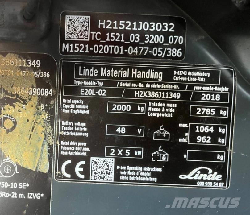Linde E20L-02-386 Carrelli elevatori elettrici