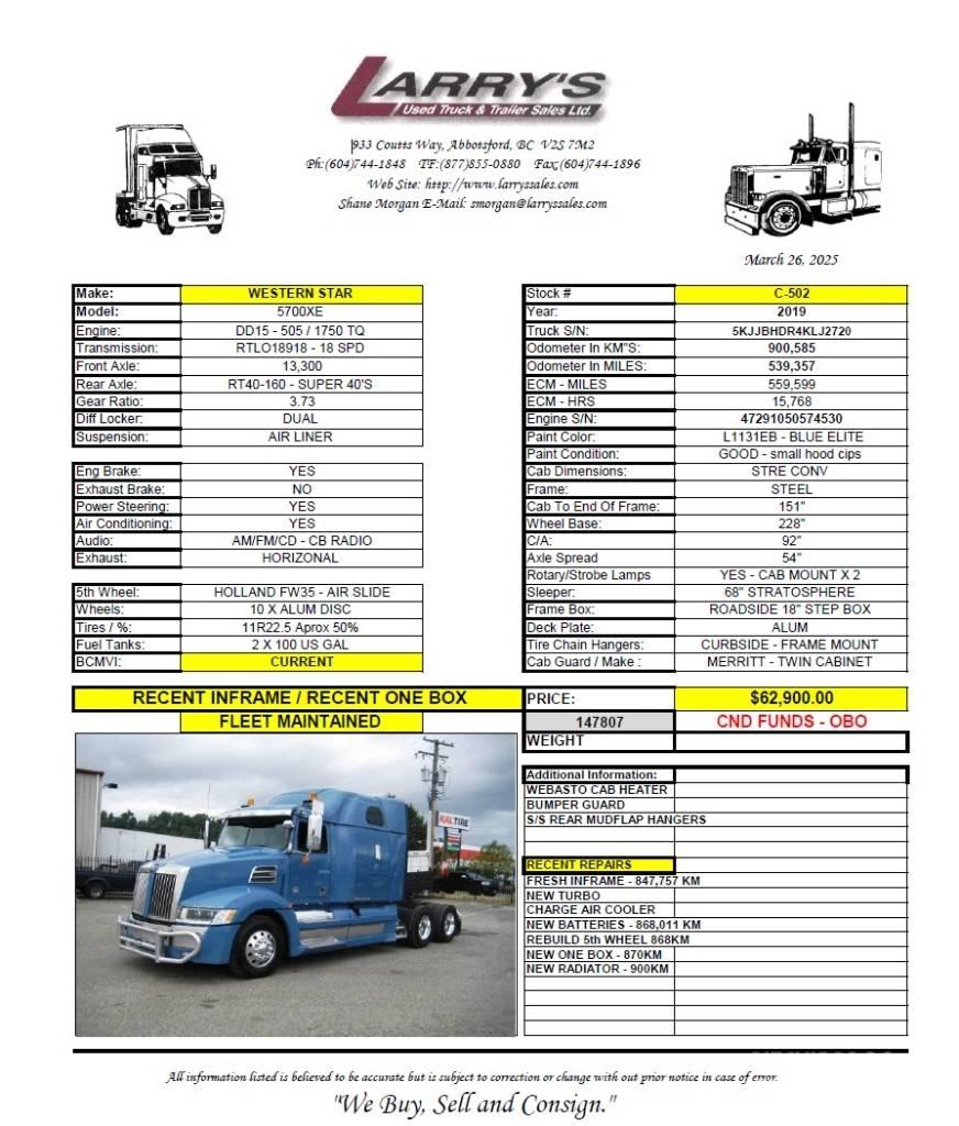 Western Star 5700 XE Motrici e Trattori Stradali