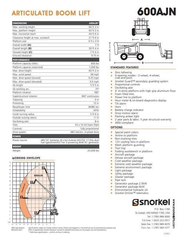 Snorkel 600AJN Piattaforme a braccio articolato