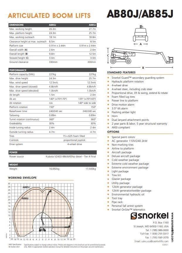 Snorkel AB80J Piattaforme a braccio articolato