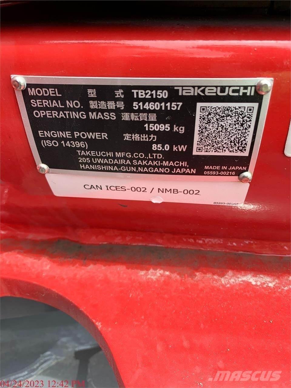 Takeuchi TB2150 Escavatori cingolati