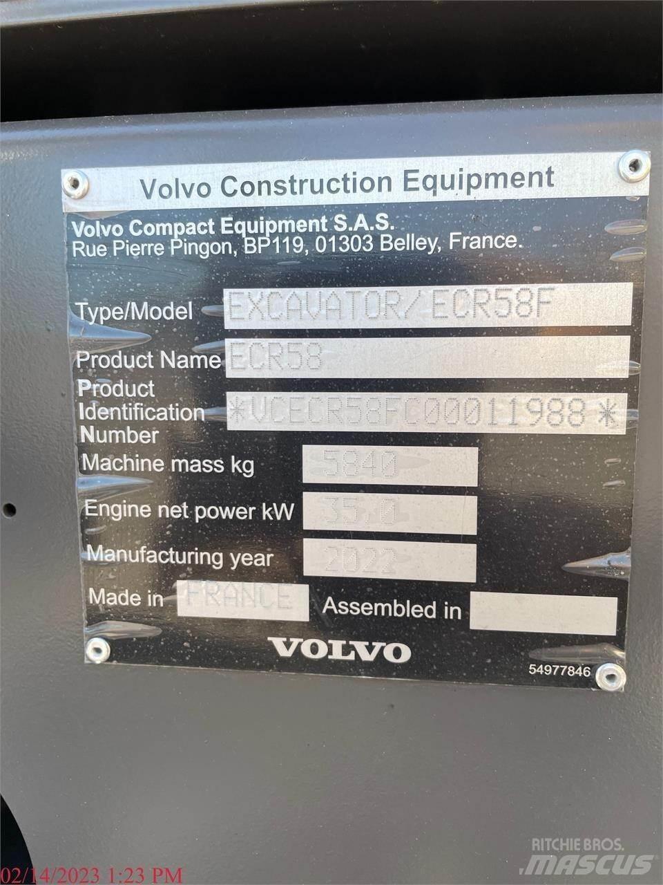 Volvo ECR58F Escavatori cingolati
