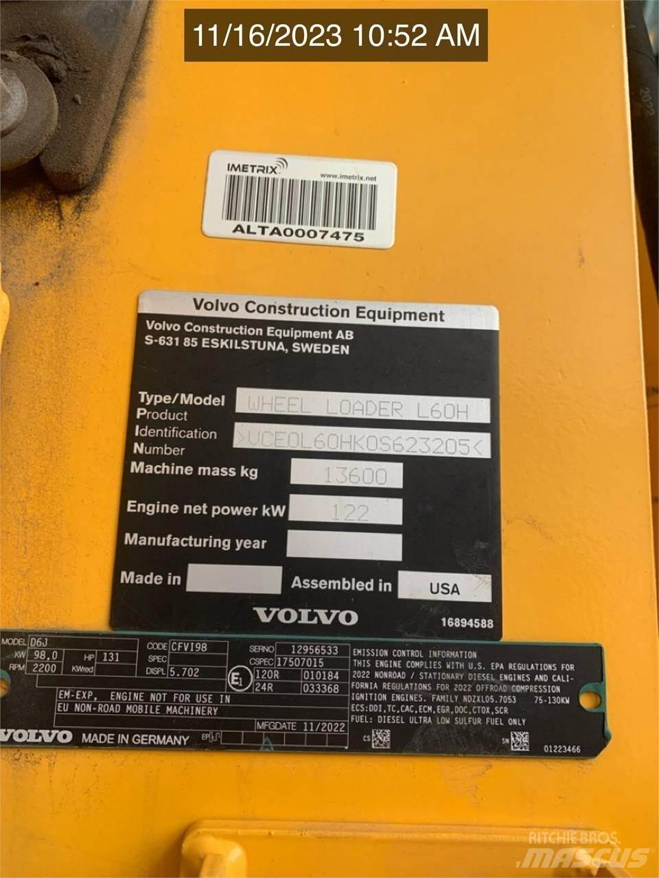 Volvo L60H Pale gommate