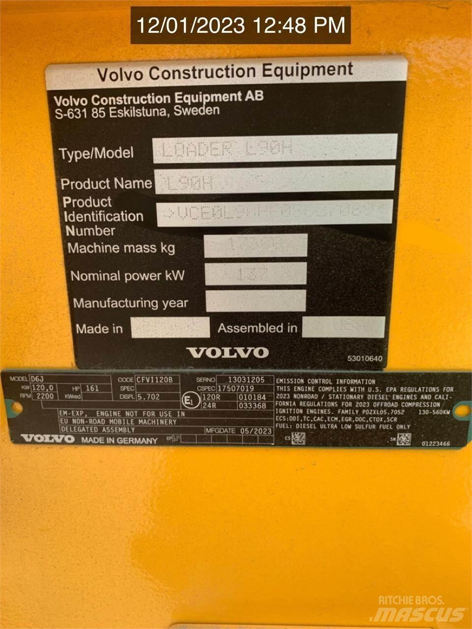 Volvo L90H Pale gommate