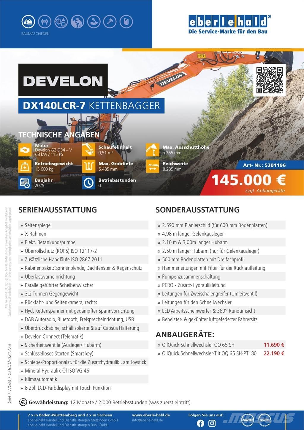 Develon DX140LCR-7 Escavatori cingolati