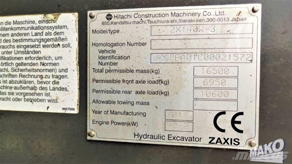 Hitachi ZX 140 W-3 Escavatori gommati
