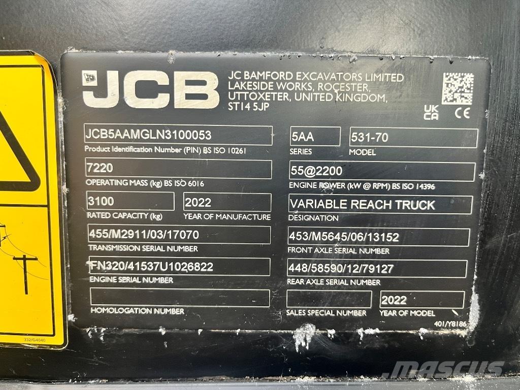 JCB 531-70 Pale gommate telescopiche