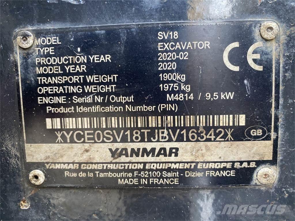 Yanmar SV18 Escavatori gommati