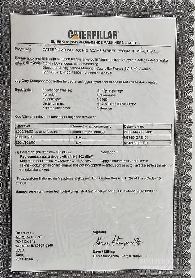 CAT M 316 D Escavatori gommati